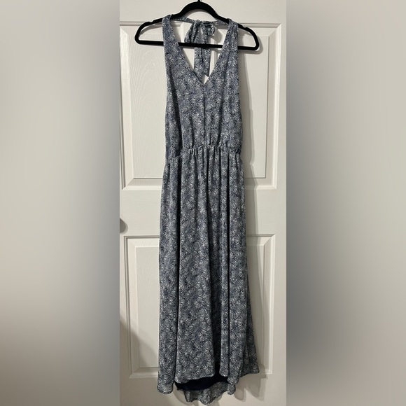 Banana Republic blue and white halter tie backless dress. - Picture 1 of 2
